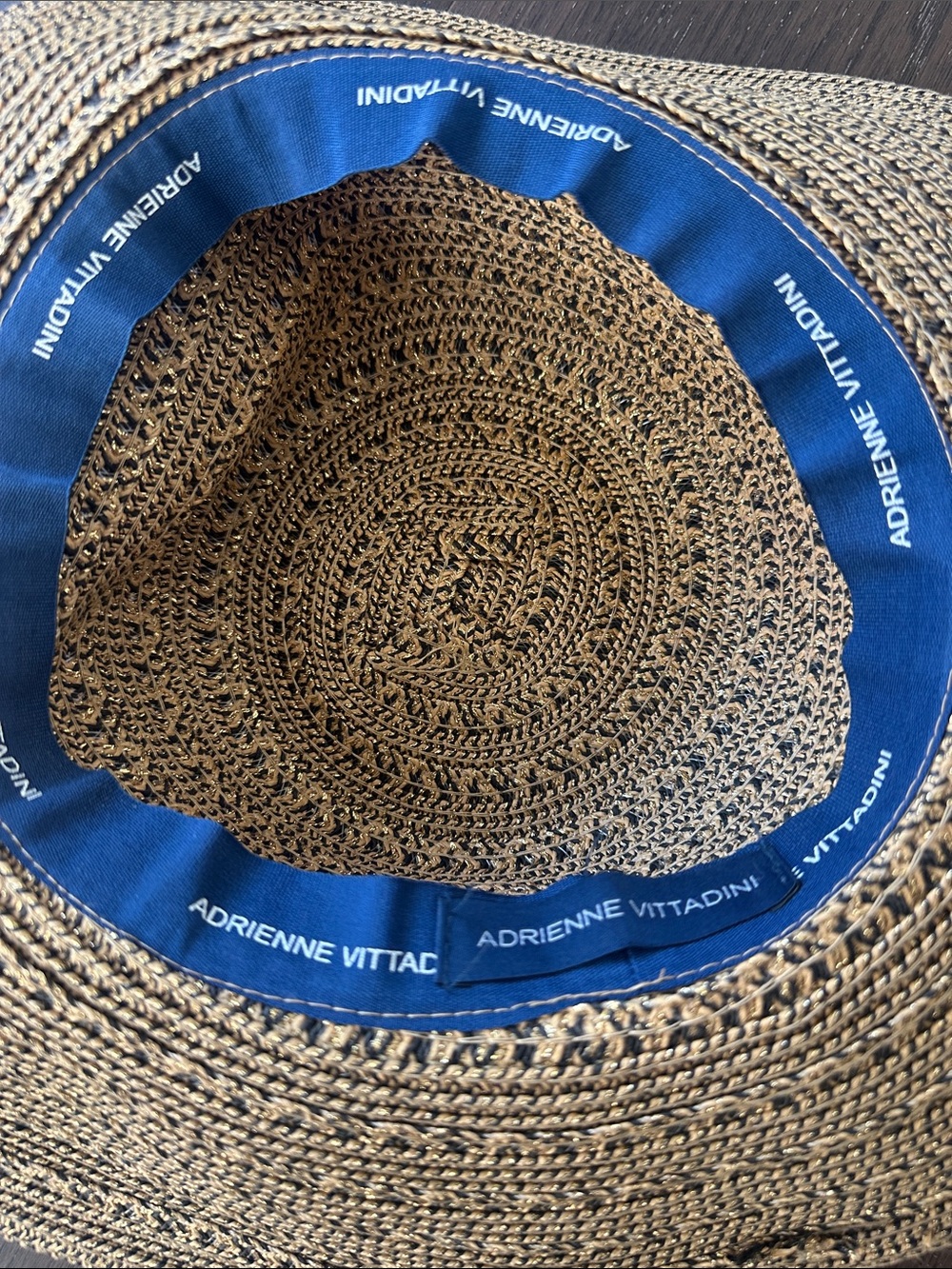 Adrienne Vittadini Wide Brim Straw Sun Hat gold - Picture 7 of 7